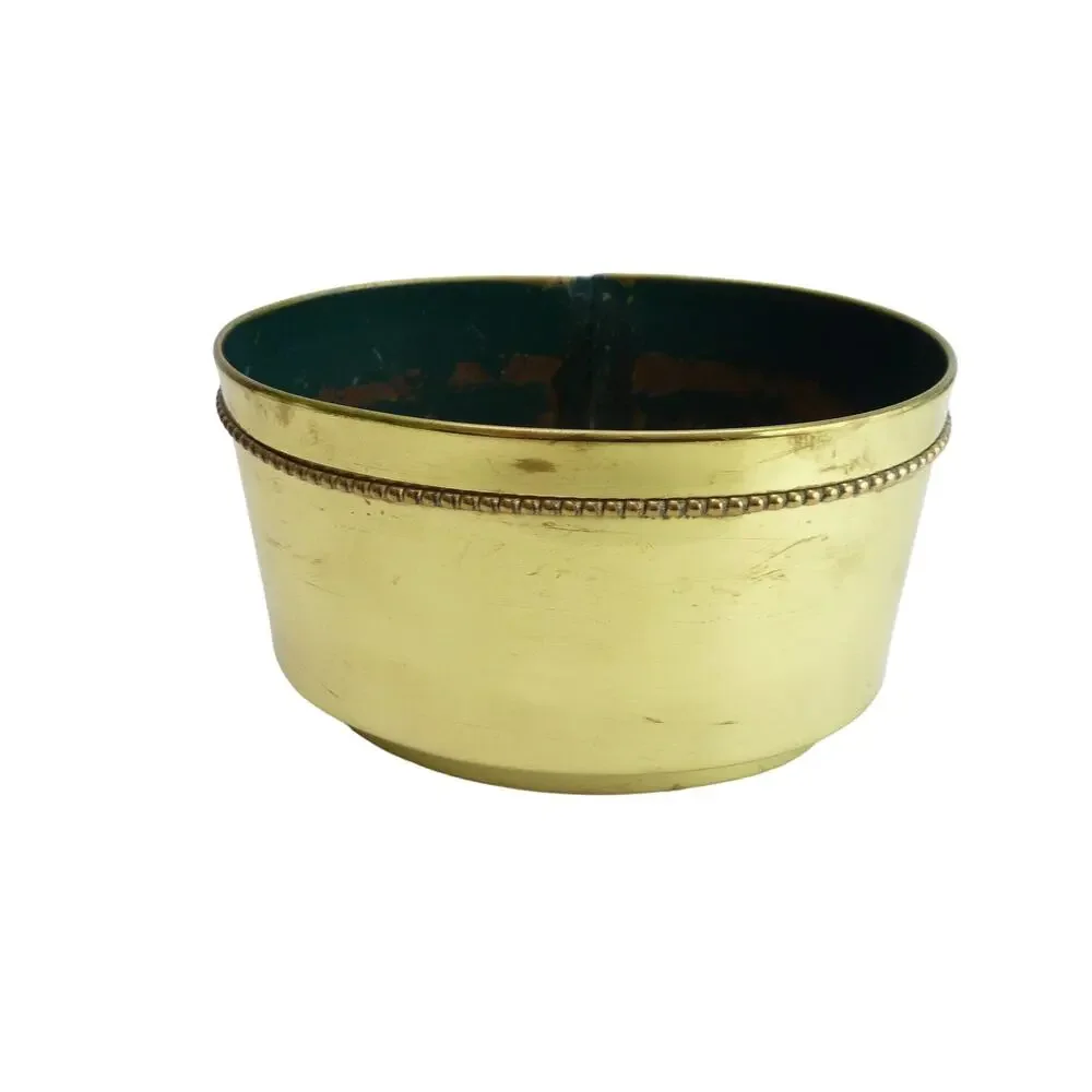 Vintage Spring Decor Retro Flower Brass Planter Regal Hollywood, Plant Pot